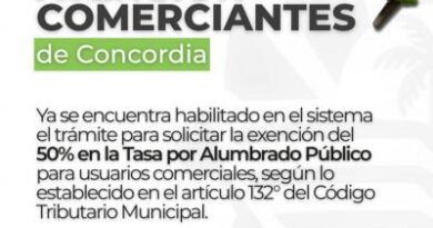 ÚLTIMOS DÍAS PARA SOLICITAR LA EXENCIÓN DEL 50% EN LA TASA POR ALUMBRADO PÚBLICO PARA COMERCIOS