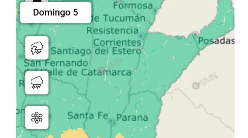 Rige un alerta amarillo por tormentas intensas en toda la provincia