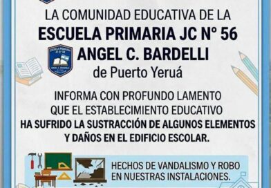 Indignación en Puerto Yeruá por un robo y hechos de vandalismo en la Escuela N° 56