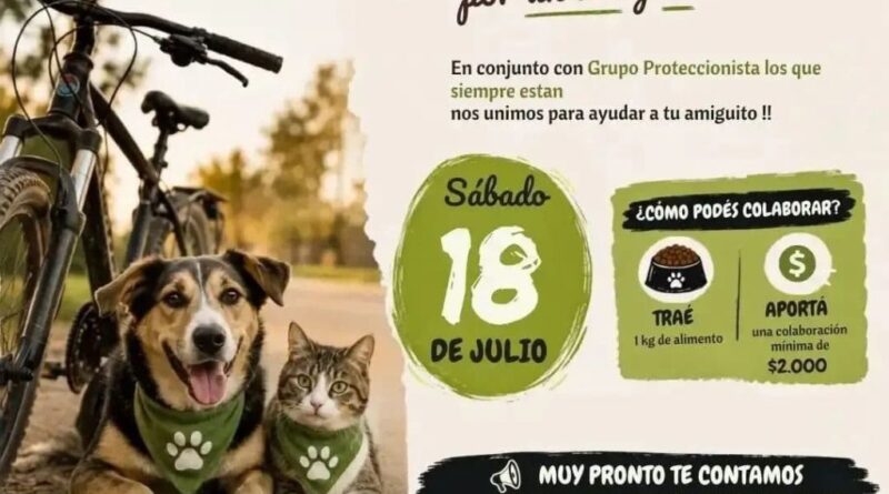 Concordia: Bicicleteada solidaria para ayudar a animales rescatados: convocan a la comunidad a participar de una jornada benéfica