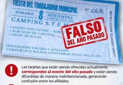 Alerta: el STEMC desmiente la venta de tarjetas para la Fiesta del Trabajador Municipal de Concordia